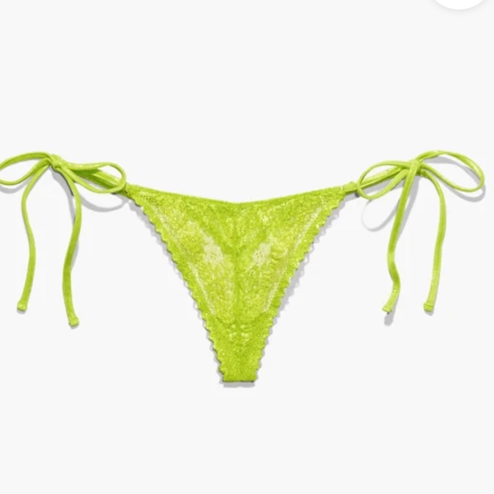 Savage X Fenty Caged Lace Thong with Tie Fuji Apple Green size 2X
